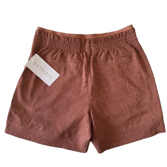 Athleta Echo Shorts Womens 6 Burnt Orange Mid-Rise Zipper Pocket Gym Workout - Picture 5 of 5